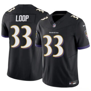 Men's Baltimore Ravens #33 Tyler Loop Black 2025 F.U.S.E Vapor Limited Football Jersey
