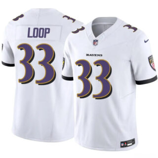 Men's Baltimore Ravens #33 Tyler Loop White 2025 F.U.S.E. Vapor Limited Football Jersey