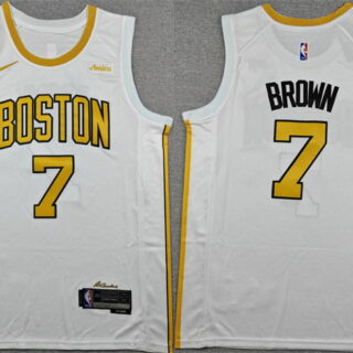 Men's Boston Celtics #7 Jaylen Brown White 2025-26 City Edition Stitched Basketball Jersey
