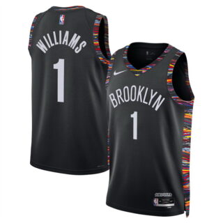Men's Brooklyn Nets #1 Ziaire Williams Black 2025 26 City Edition Stitched Basketball Jersey