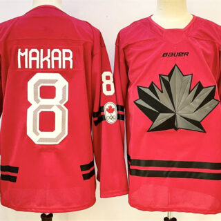 Men's Canada Hockey #8 Cale Makar Red Stitched Jersey