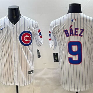 Men's Chicago Cubs #9 Javier Baez White Home Limited Stitched Baseball Jersey