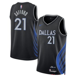 Men's Dallas Mavericks #21 Daniel Gafford Black 2025 26 City Edition Stitched Basketball Jersey