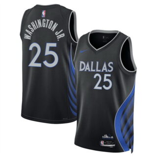 Men's Dallas Mavericks #25 P.J. Washington Black 2025 26 City Edition Stitched Basketball Jersey