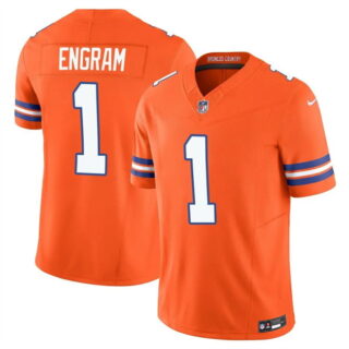 Men's Denver Broncos #1 Evan Engram Orange F.U.S.E. Mile High Collection 1977 Throwback Vapor Limited Stitched Football Jersey