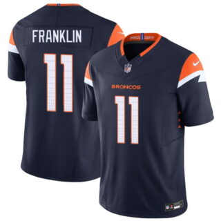 Men's Denver Broncos #11 Troy Franklin Navy F.U.S.E. Vapor Limited Stitched Football Jersey