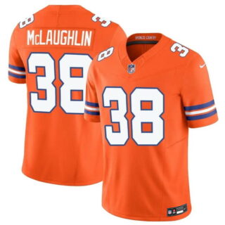 Men's Denver Broncos #38 Jaleel McLaughlin Orange F.U.S.E. Mile High Collection 1977 Throwback Vapor Limited Stitched Football Jersey