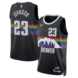 Men's Denver Nuggets #23 Cameron Johnson Black 2025 26 City Edition Stitched Basketball Jersey