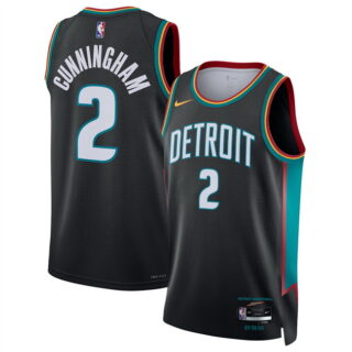 Men's Detroit Pistons #2 Cade Cunningham Cade Cunningham Black 2025 26 City Edition Stitched Basketball Jersey