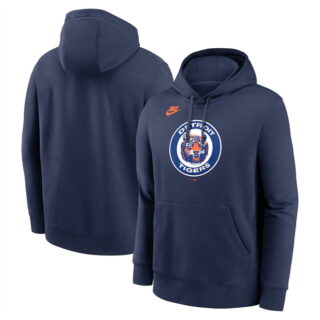 Men's Detroit Tigers Navy Cooperstown Collection Logo Club Pullover Hoodie