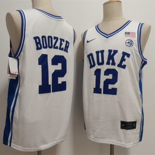 Men's Duke Blue Devils #12 Cameron Boozer White Stitched Basketball Jersey