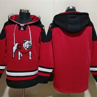 Men's Georgia Bulldogs Blank Red Ageless Must-Have Lace-Up Pullover Hoodie