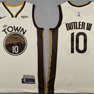 Men's Golden State Warriors #10 Jimmy Butler III Tan 2025 City Edition Stitched Basketball Jersey