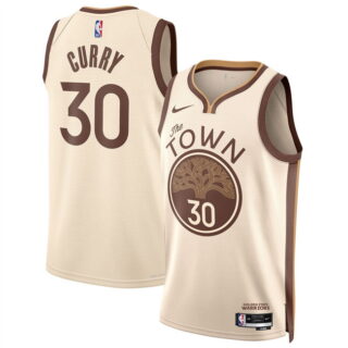 Men's Golden State Warriors #30 Stephen Curry Tan 2025 26 City Edition Stitched Basketball Jersey