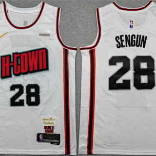 Men's Houston Rockets #28 Alperen Sengun White 2024 25 City Edition Stitched Jersey