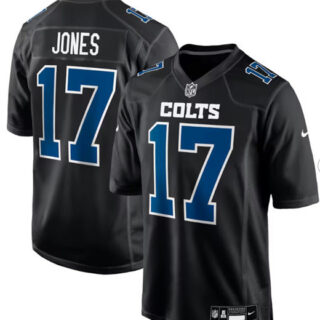 Men's Indianapolis Colts #17 Daniel Jones Black Stitched Game Jersey