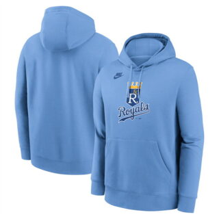 Men's Kansas City Royals Light Blue Cooperstown Collection Logo Club Pullover Hoodie