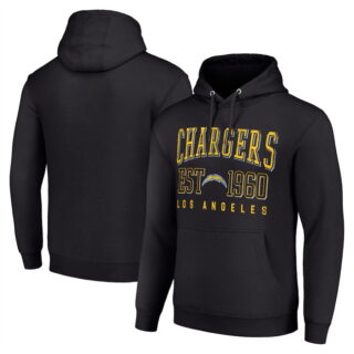 Men's Los Angeles Chargers Black Throwback Logo Pullover Hoodie