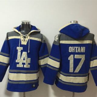 Men's Los Angeles Dodgers #17 Shohei Ohtani Blue Ageless Must-Have Lace-Up Pullover Hoodie