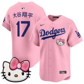 Men's Los Angeles Dodgers #17 Shohei Ohtani Pink 2025 Hello Kitty Vapor Limited Stitched Baseball Jersey