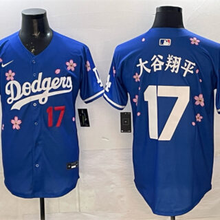 Men's Los Angeles Dodgers #17 Shohei Ohtani Royal 2025 World Series Champions Patch Tokyo Series Limited Stitched Baseball Jersey