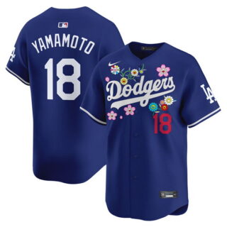 Men's Los Angeles Dodgers #18 Yoshinobu Yamamoto Royal Takashi Murakami 2025 Vapor Limited Stitched Baseball Jersey