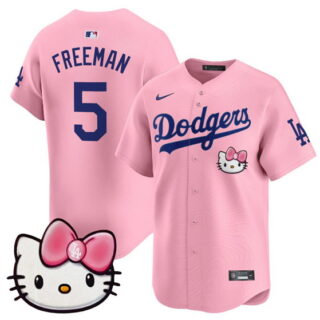 Men's Los Angeles Dodgers #5 Freddie Freeman Pink 2025 Hello Kitty Vapor Limited Stitched Baseball Jersey