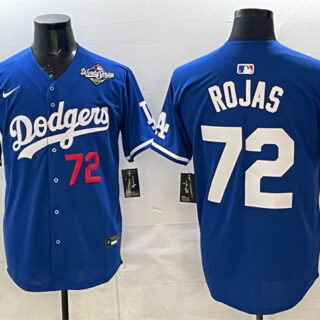 Men's Los Angeles Dodgers #72 Miguel Rojas Royal 2025 World Series Patch Limited Stitched Baseball Jersey