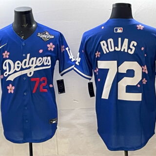Men's Los Angeles Dodgers #72 Miguel Rojas Royal 2025 World Series Patch Tokyo Series Limited Stitched Baseball Jersey