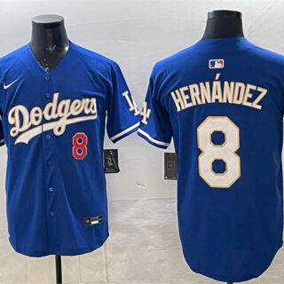 Men's Los Angeles Dodgers #8 Enrique Hernandez Royal 2025 World Series Champions Patch Limited Stitched Baseball Jersey