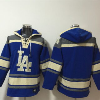 Men's Los Angeles Dodgers Blank Blue Ageless Must-Have Lace-Up Pullover Hoodie