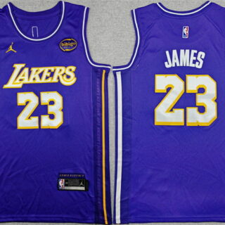 Men's Los Angeles Lakers #23 LeBron James Purple 2025 Stitched Basketball Jersey