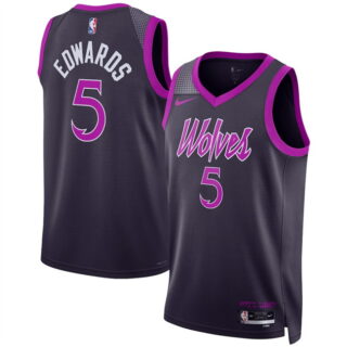 Men's Minnesota Timberwolves #5 Anthony Edwards Purple 2025 26 City Edition Stitched Jersey