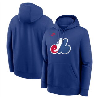 Men's Montreal Expos Blue Cooperstown Collection Logo Club Pullover Hoodie