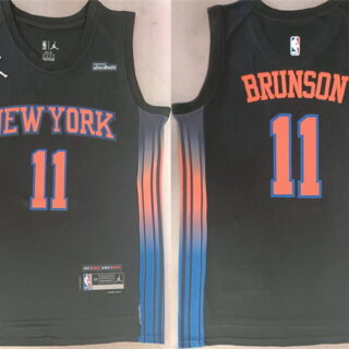Men's New Yok Knicks #11 Jalen Brunson Black 2025 26 Statement Edition Stitched Basketball Jersey