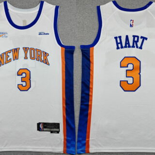 Men's New Yok Knicks #3 Josh Hart White 2024-25 City Edition Stitched Basketball Jersey