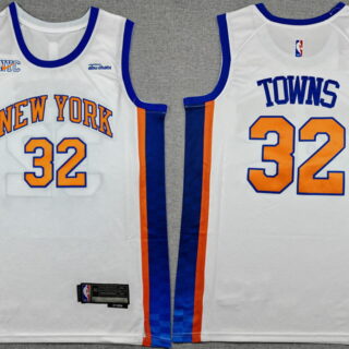 Men's New Yok Knicks #32 Karl-Anthony Towns White 2024-25 City Edition Stitched Basketball Jersey