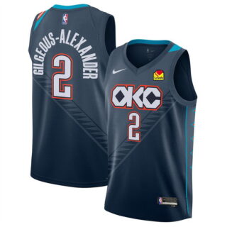Men's Oklahoma City Thunder #2 Shai Gilgeous-Alexander Navy 2025-26 City Edition Stitched Jersey