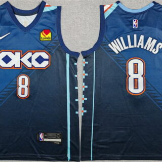 Men's Oklahoma City Thunder #8 Jalen Williams Navy Stitched Basketball Jersey