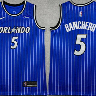 Men's Orlando Magic #5 Paolo Banchero Blue 2025 Icon Edition Stitched Basketball Jersey