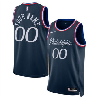 Men's Philadelphia 76ers Active Player Custom Navy 2025 26 City Edition Stitched Jersey