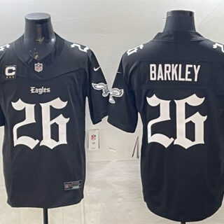 Men's Philadelphia Eagles #26 Saquon Barkley Black 2025 F.U.S.E. 'Gothic Philly Edition' With 3-Star C Patch Vapor Limited Stitched Football Jersey