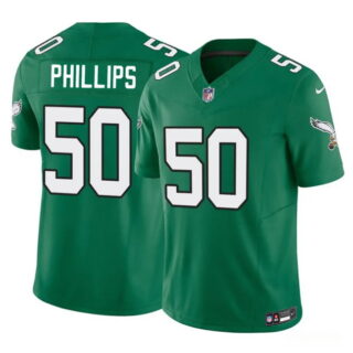 Men's Philadelphia Eagles #50 Jaelan Phillips Kelly Green 2025 F.U.S.E. Vapor Untouchable Limited Throwback Stitched Football Jersey
