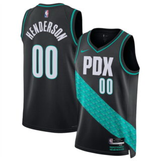 Men's Portland Trail Blazers #00 Scoot Henderson Black 2025 26 City Edition Edition Stitched Basketball Jersey