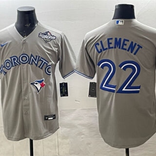 Men's Toronto Blue Jays #22 Ernie Clement Grey 2025 World Series Cool Base Stitched Baseball Jersey