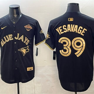Men's Toronto Blue Jays #39 Trey Yesavage Black Gold 2025 American League Champions Limited Stitched Baseball Jersey