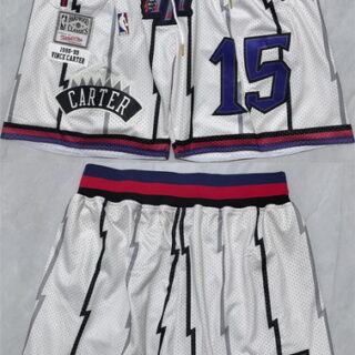 Men's Toronto Raptors #15 Vince Carter White Shorts (Run Small)