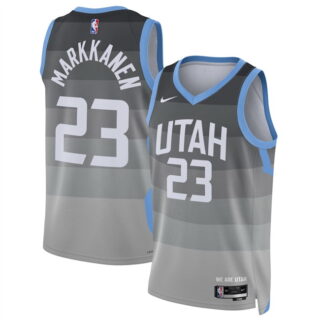 Men's Utah Jazz #23 Lauri Markkanen Grey 2025 26 City Edition Stitched Basketball Jersey