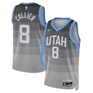 Men's Utah Jazz #8 Isaiah Collier Grey 2025 26 City Edition Stitched Basketball Jersey