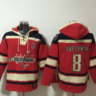 Men's Washington Capitals #8 Alex Ovechkin Red Ageless Must-Have Lace-Up Pullover Hoodie